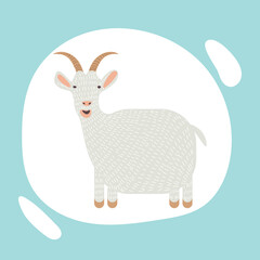 vector image of a goat with texture, goat icon isolated on background