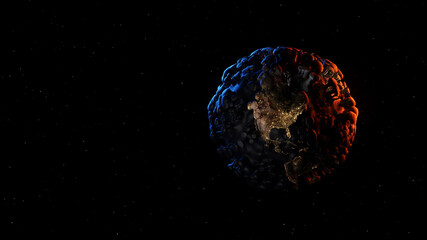 Coronavirus 2019 -nCov against the background of the earth. 3d rendering illustration with copy space. Elements of this image furnished by NASA