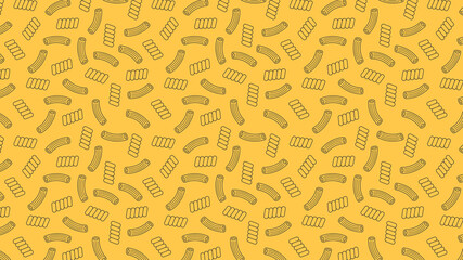 Pasta noodles pattern wallpaper. Pasta noodles symbol on yellow background.