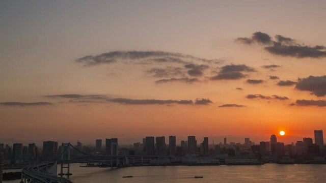東京ベイの夕景　タイムラプス