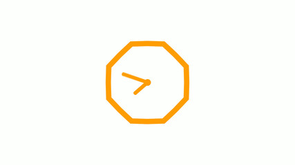 New orange color counting down clock icon on white background,Clock icon without trick