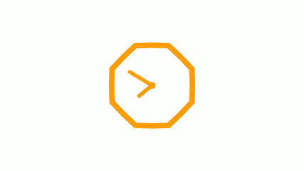 New orange color counting down clock icon on white background,Clock icon without trick