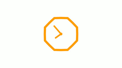 Fototapeta premium New orange color counting down clock icon on white background,Clock icon without trick
