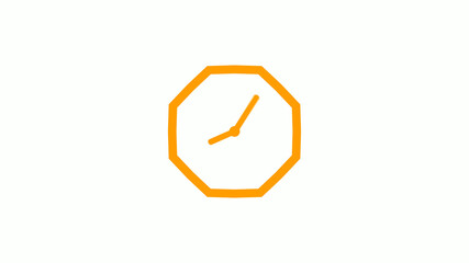 New orange color counting down clock icon on white background,Clock icon without trick