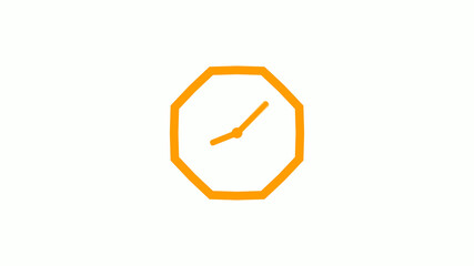 New orange color counting down clock icon on white background,Clock icon without trick