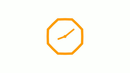 New orange color counting down clock icon on white background,Clock icon without trick