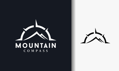 simple mountain compass logo - obrazy, fototapety, plakaty