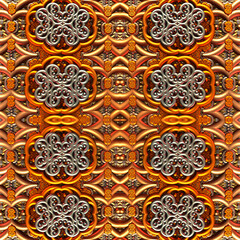 abstract metal patterned lattice in gold and silver