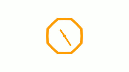 New orange color counting down clock icon on white background,Clock icon without trick