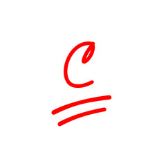 Letter C illustration, red exam score, written with marker - Vector