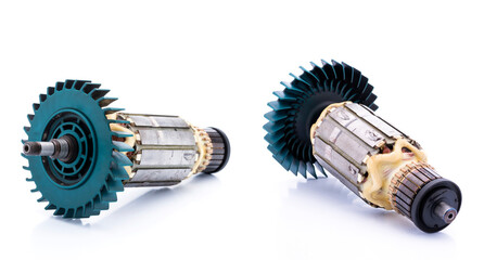 Electric motor rotor isolated white background
