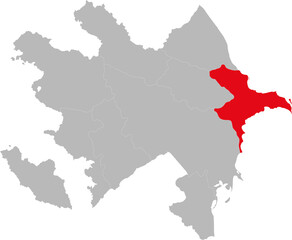 Absheron region isolated on Azerbaijan. Gray background.