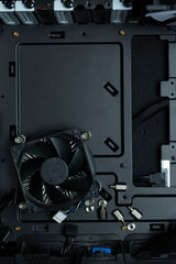Cpu cooler inside PC case- symbolizing computer service and repair.