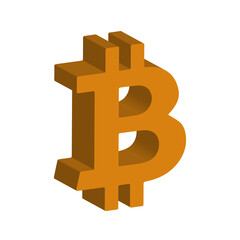 A 3d orange bitcoin symbol background image.