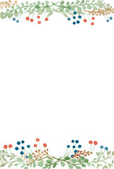 水彩画のグリーンフレーム背景素材