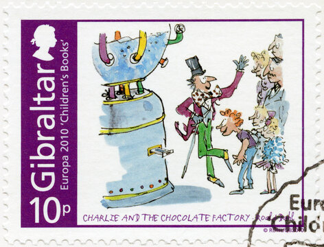GIBRALTAR - 2010: shows Charlie and the Chocolate Factory, Roald Dahl, series Europa Childrens books, 2010