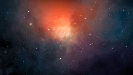 Space background. Colorful nebula with stars. Elements furnished by NASA. 3D rendering