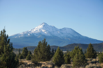 Fototapeta premium Snowy mountains in the distance