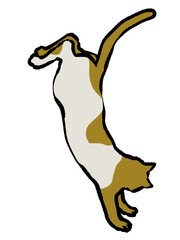 高い所から飛び降りて着地するくらい猫の手描きイラスト