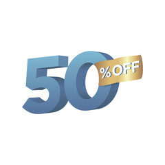 3d Percentage discount symbol 50% off 