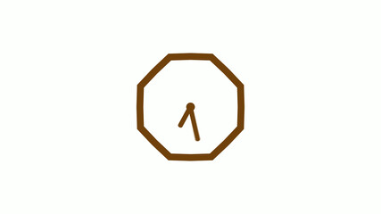 Orange dark counting down 12 hours clock icon on white background,Clock icon