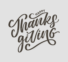 happy thanksgiving lettering calligraphy text brush vector