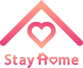 Stay home icon, heart shape love home icon logo