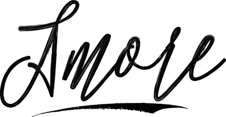 Amore Brush Calligraphy Handwritten Typography Text on
White Background