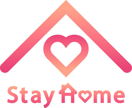 Stay home icon, heart shape love home icon logo