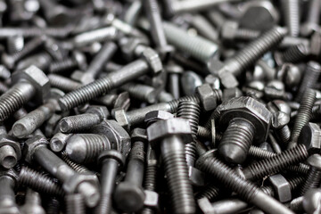 A bunch of hex head bolts, different sizes and diameters.