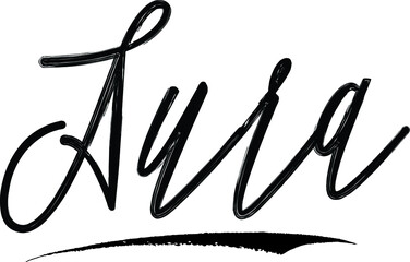 Aura Brush Calligraphy Handwritten Typography Text on
White Background