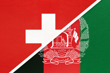 Switzerland and Afghanistan, symbol of national flags from textile. Championship between two countries.