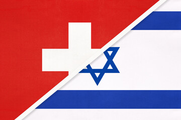 Switzerland and Israel, symbol of national flags from textile. Championship between two countries.