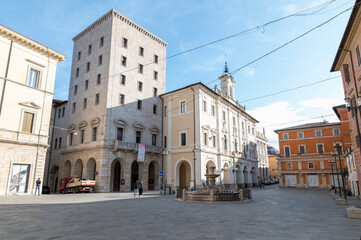 Fototapeta na wymiar municipality in the square Vittorio Emanuele II in the city of rieti