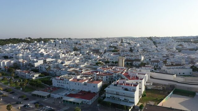 Conil de la Frontera seen from an aerial perspective in a summer morning