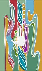 multi-colored image of the hand and the forces emanating from it