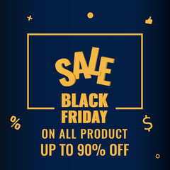 Black Friday promotion modern graphic banner. Sale 90 OFF concept.