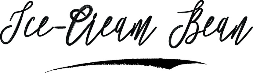 Ice-Cream Bean Brush Calligraphy Handwritten Typography Text on
White Background