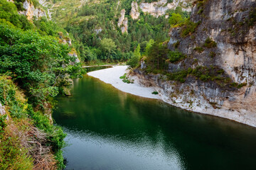 View of the Tarn River in the Canyon du Tarn. Gorges du Tarn, France