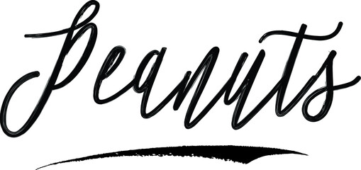 Obraz premium Peanuts Brush Calligraphy Handwritten Typography Text on White Background