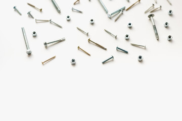 bolts with nuts on a white background, bolts and nuts