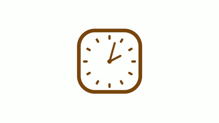 Orange dark square counting down clock icon on white background, New clock icon