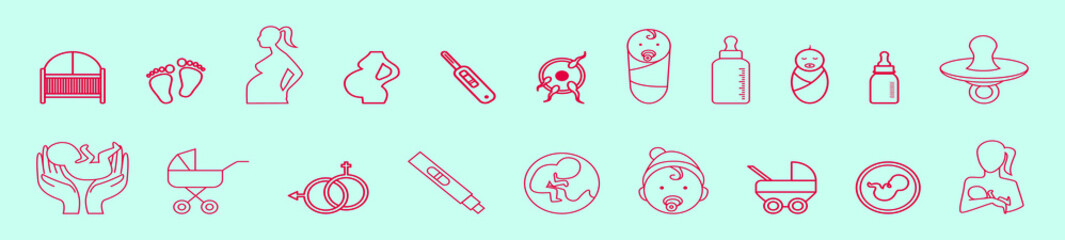 set of maternity and baby object cartoon icon design template with various models. vector illustration isolated on blue background