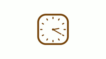 Orange dark square counting down clock icon on white background, New clock icon