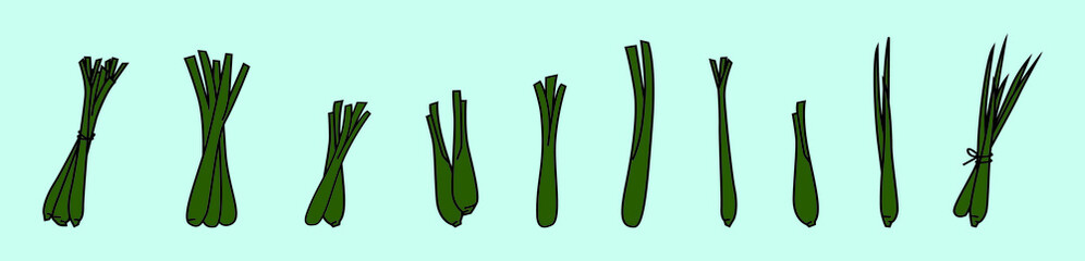 set of lemongrass cartoon icon design template with various models. vector illustration isolated on blue background