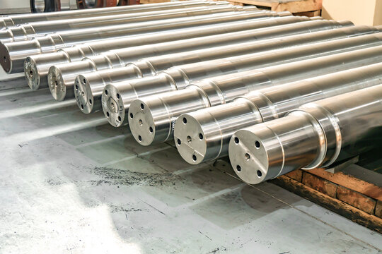 Shafts in the warehouse after turning at the factory.