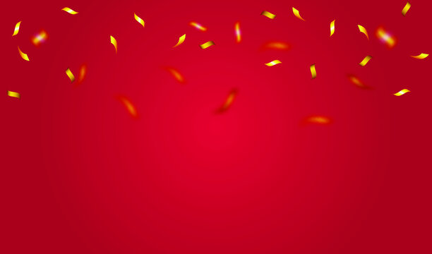 Red festive background with confetti. Vector EPS10
