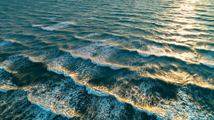 Sea waves on the beautiful morning sea