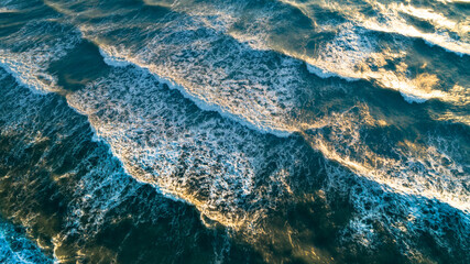 Sea waves on the beautiful morning sea