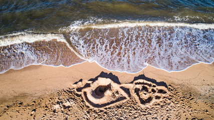 Sand castle from top
